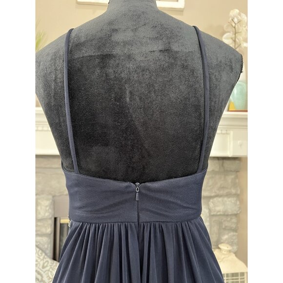 Vtg Y2K Blondie Nites Prom Dress Sz 3 Navy Blue Maxi Rhinestones Sequins Regency - Picture 7 of 8